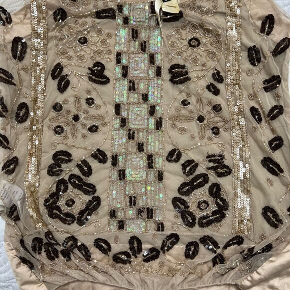 ANDERSEN & Lauth~Hand BEADED Tank Top Designer Iridescent Sequins Beads small - Picture 15 of 16